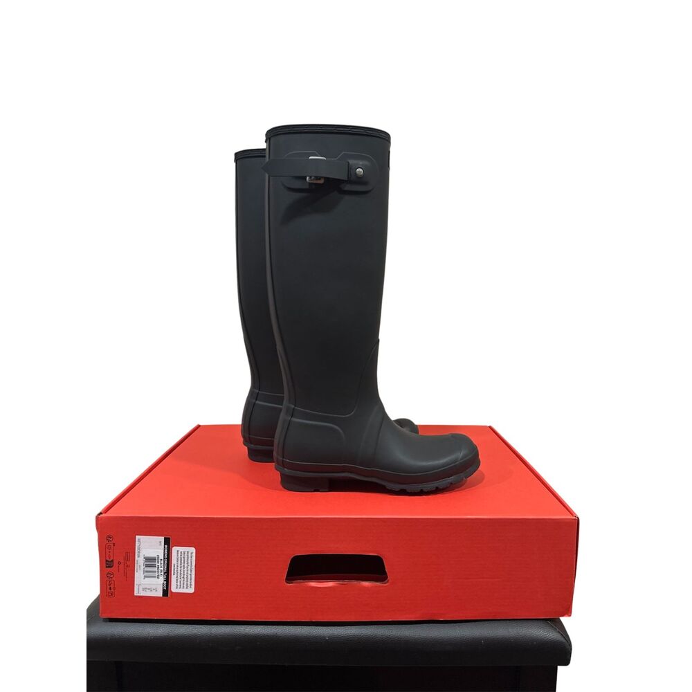 Hunter Ladies' Original Tall Matte Rain Boot Authentic Full Box Black Size 8 - Picture 5 of 6